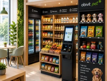 Vending machine pet para condomínio com autoatendimento e acesso rápido a produtos para cães e gatos.